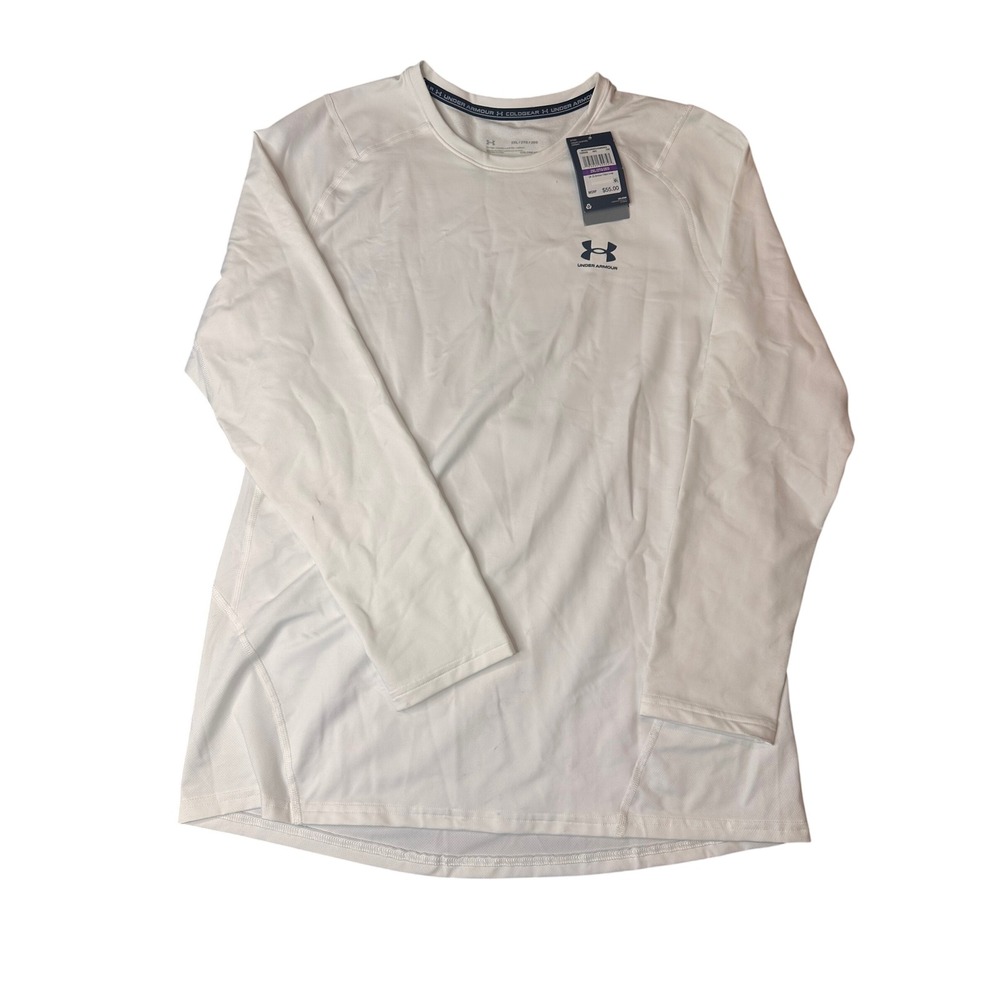 Under Armour ColdGear Armour Fitted Crew White Long Sleeve Shirt 1366068 Men 2XL
